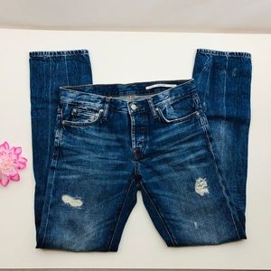 Zara distressed medium rise relaxed fit jeans